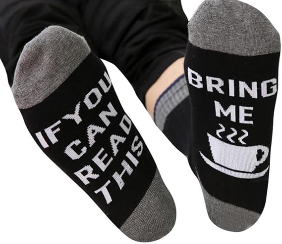 Wawer Novelty Causal Letters Printing Socks,Creative Flexible Cotton Kntting Socks (Black)