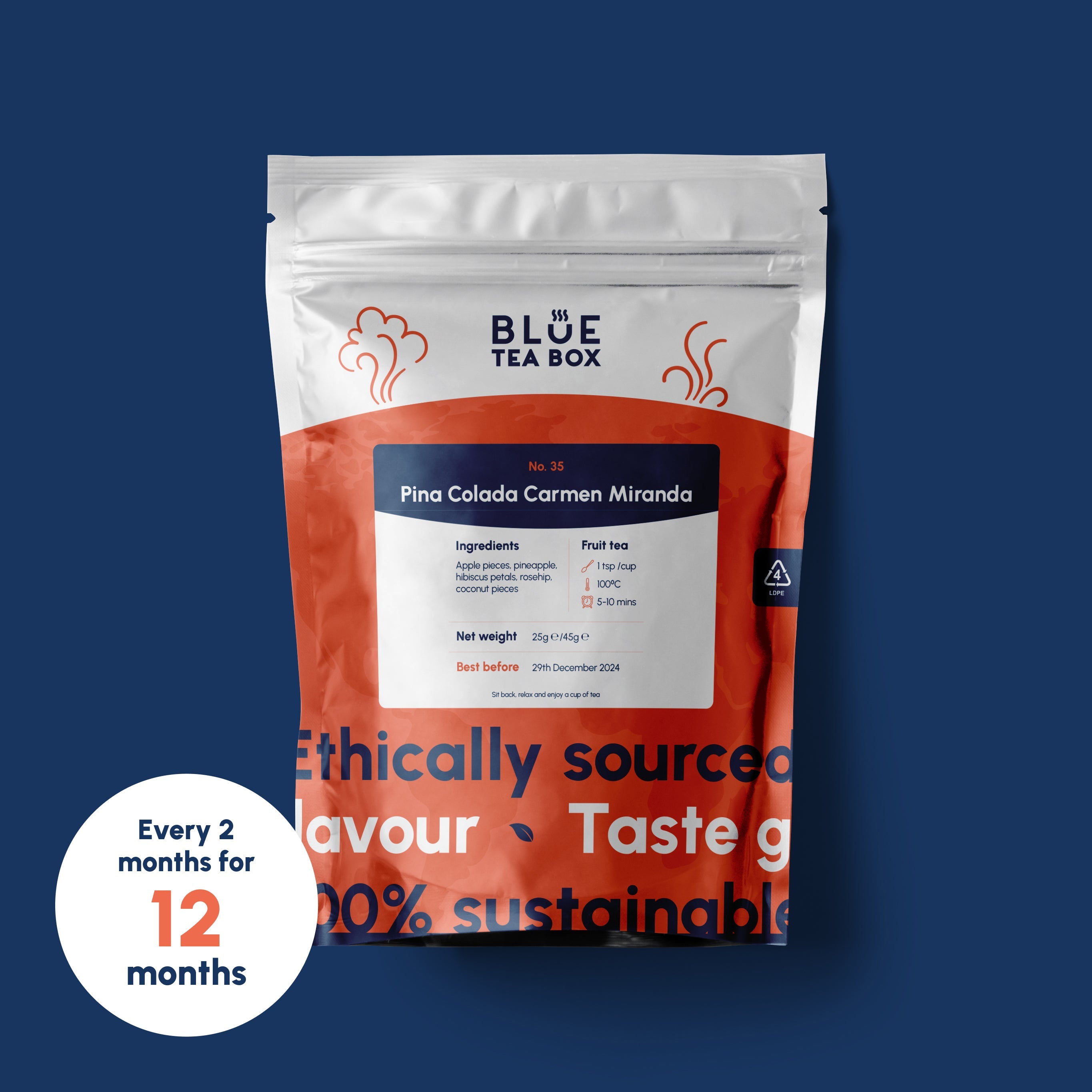 Blue Tea Subscription - 12 Months, Prepaid with Renewal, Delivery Every 2 Months